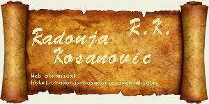 Radonja Kosanović vizit kartica